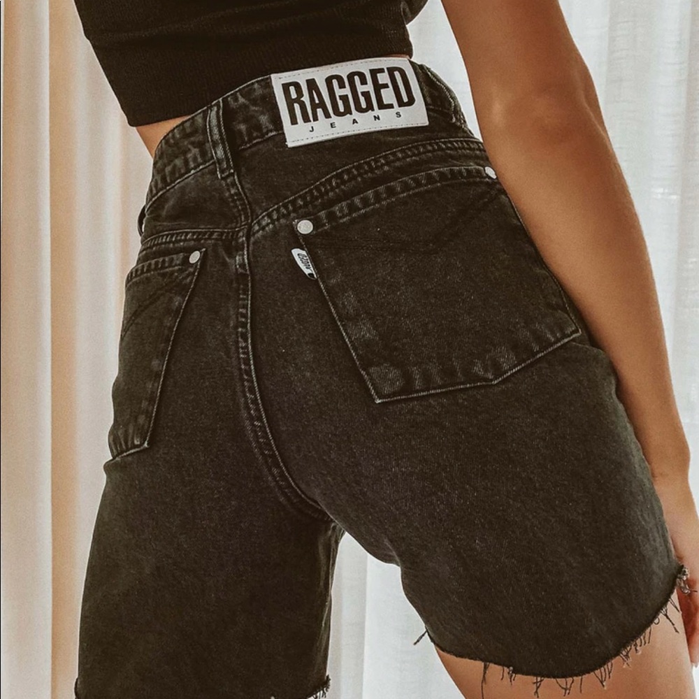 Ragged priest black jean shorts